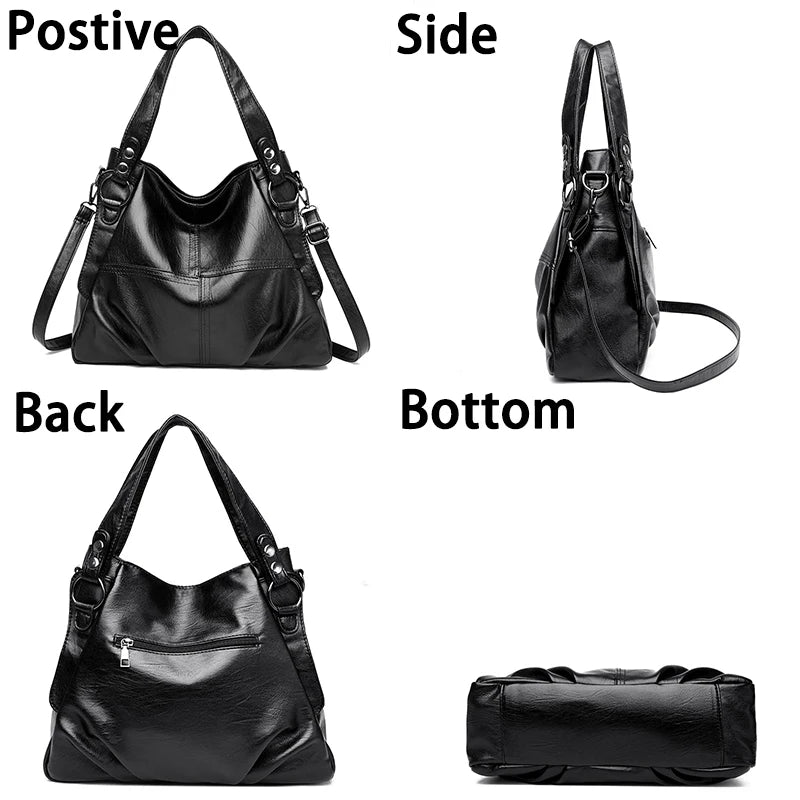 Women's Large Capcity Handbag Purse Crossbody Bags for Female 2024 Luxury Design Casual Tote Soft Leather Shoulder Messenger Sac