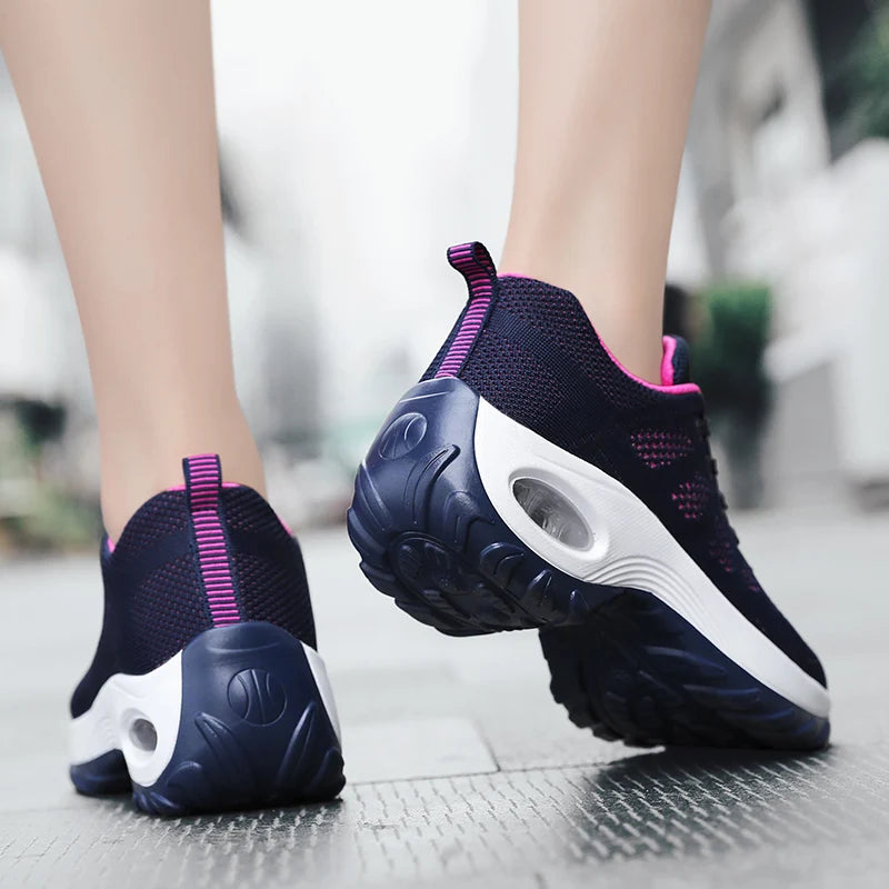 Ladies Sneakers Walking Shoes 2022 New  Breathable Outdoor Light Weight  Casual Walking Platform  Black Casual Shoes for Women