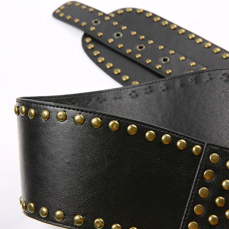 NEW Personality Punk Style Asymmetric Belt Chic Rivet Leather Belt Women Gothic Corset Waistband PU Harajuku Streetwear Belt