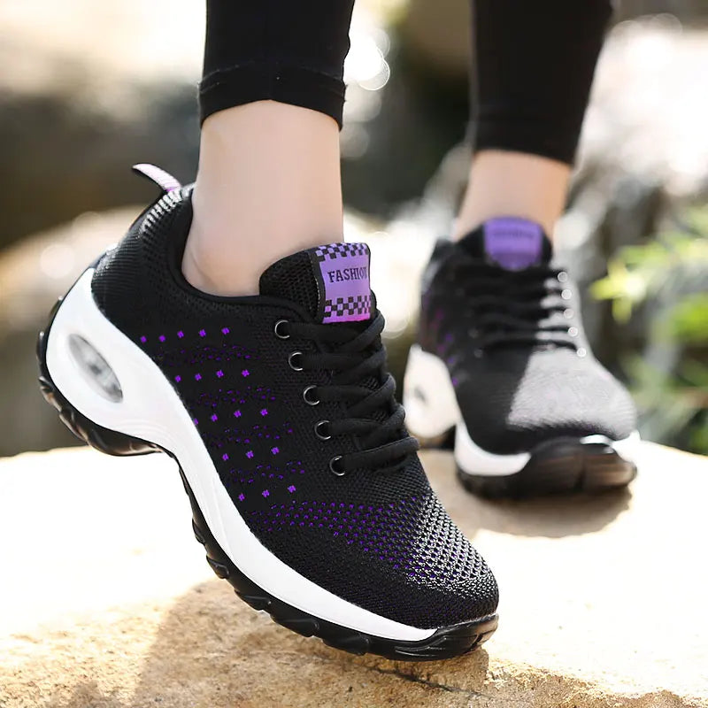 Ladies Sneakers Walking Shoes 2022 New  Breathable Outdoor Light Weight  Casual Walking Platform  Black Casual Shoes for Women