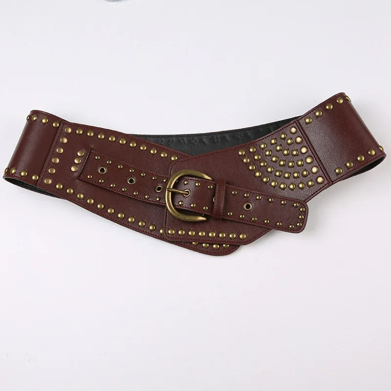 NEW Personality Punk Style Asymmetric Belt Chic Rivet Leather Belt Women Gothic Corset Waistband PU Harajuku Streetwear Belt