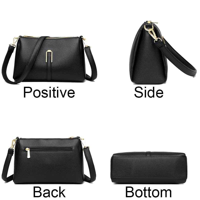 New Women Genuine Leather Handbags Shoulder Bags Two Shoulder Strap Female Fashion Shoulder Crossbody Bags For Ladies Totes